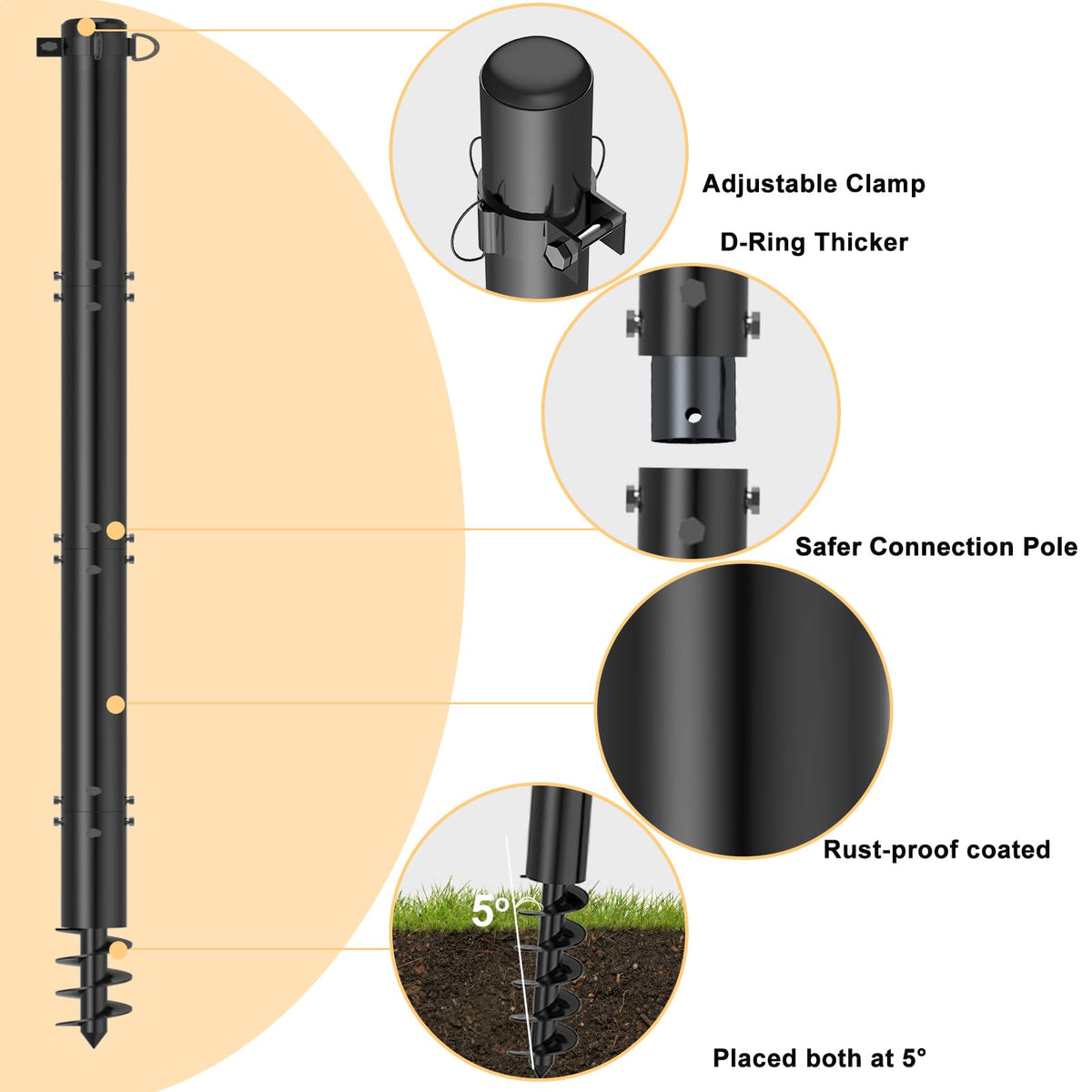 TOCRETOARE shade sail pole top rubber plug adds decorative touch while preventing rust.