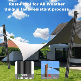 TOCRETOARE shade sail pole weatherproof steel resists rain and corrosion for long outdoor use.