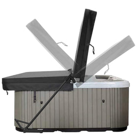 TOCRETOARE spa cover lift shows required rear clearance and side space for installation