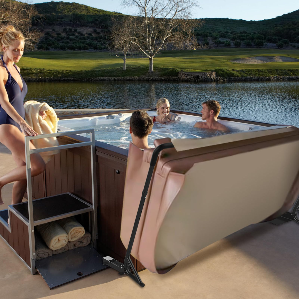TOCRETOARE spa cover lift durable frame highlighted for long-term use