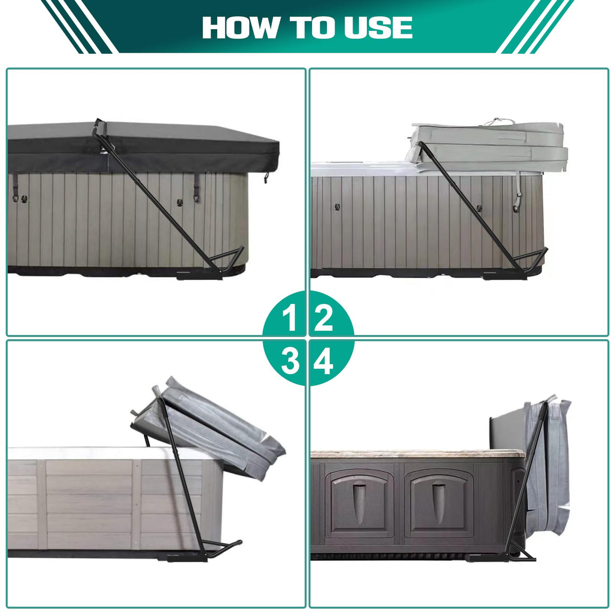 TOCRETOARE spa cover lift top-mount foam cover reduces friction during use