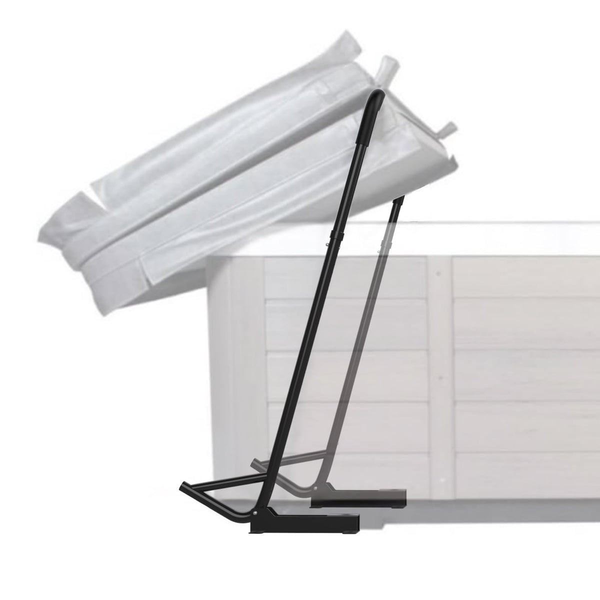 TOCRETOARE spa cover lift under-mount bracket shown in sturdy setup for easy spa access