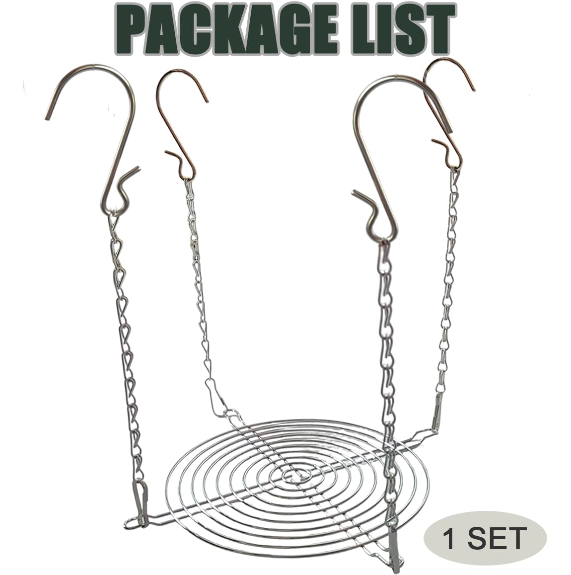 Toeloioh planter insert chain and hooks demonstrating adjustable height for versatile displays