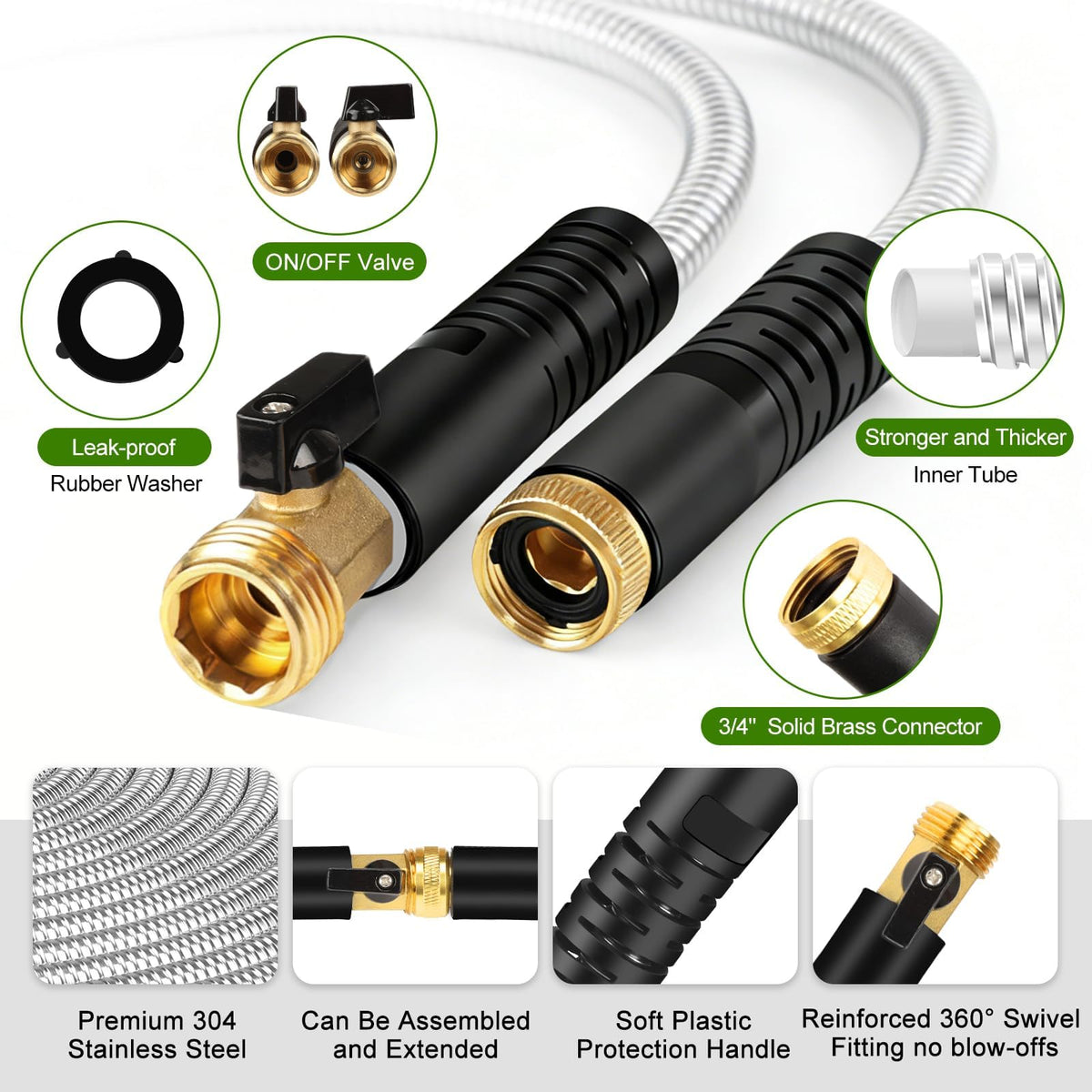 Togake metal garden hose brass fittings close-up showing secure leakproof connection.