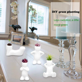 Together-life air heads ceramic planter closeup shows minimalist white design for desks.