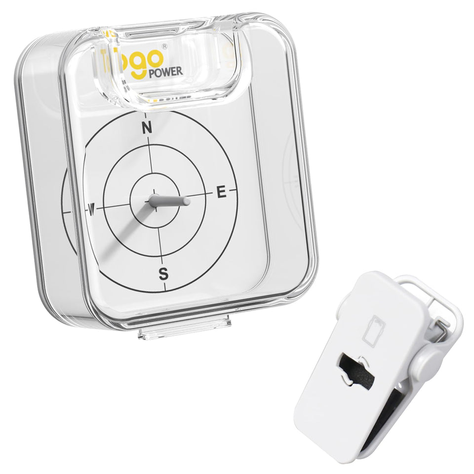 Togo POWER Solar Angle Guide edge clip enables quick alignment on portable panels.