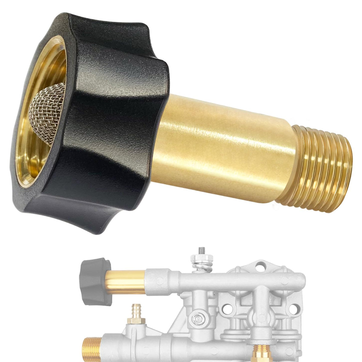 TOHAXPLS 7110166 brass pressure washer inlet demonstrates durable, corrosion-resistant construction.