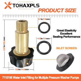 TOHAXPLS brass pump inlet 3-8 male to 3-4 female connection enables smooth hose attachment.