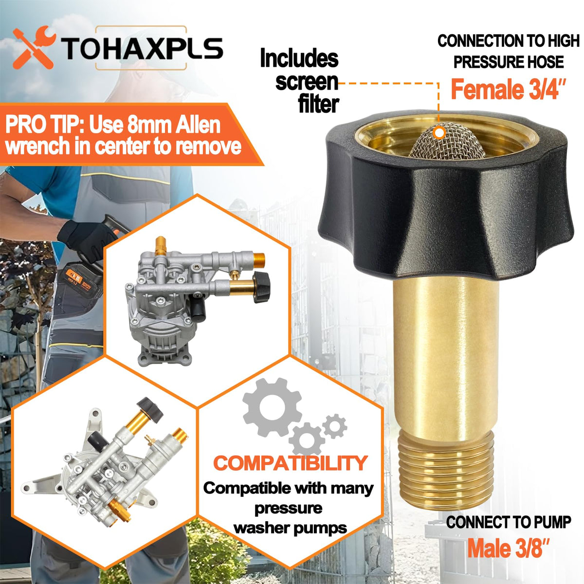 TOHAXPLS Simpson-inlet-fitting 520006 compatibility supports fast, dependable setup for cleaning tasks.