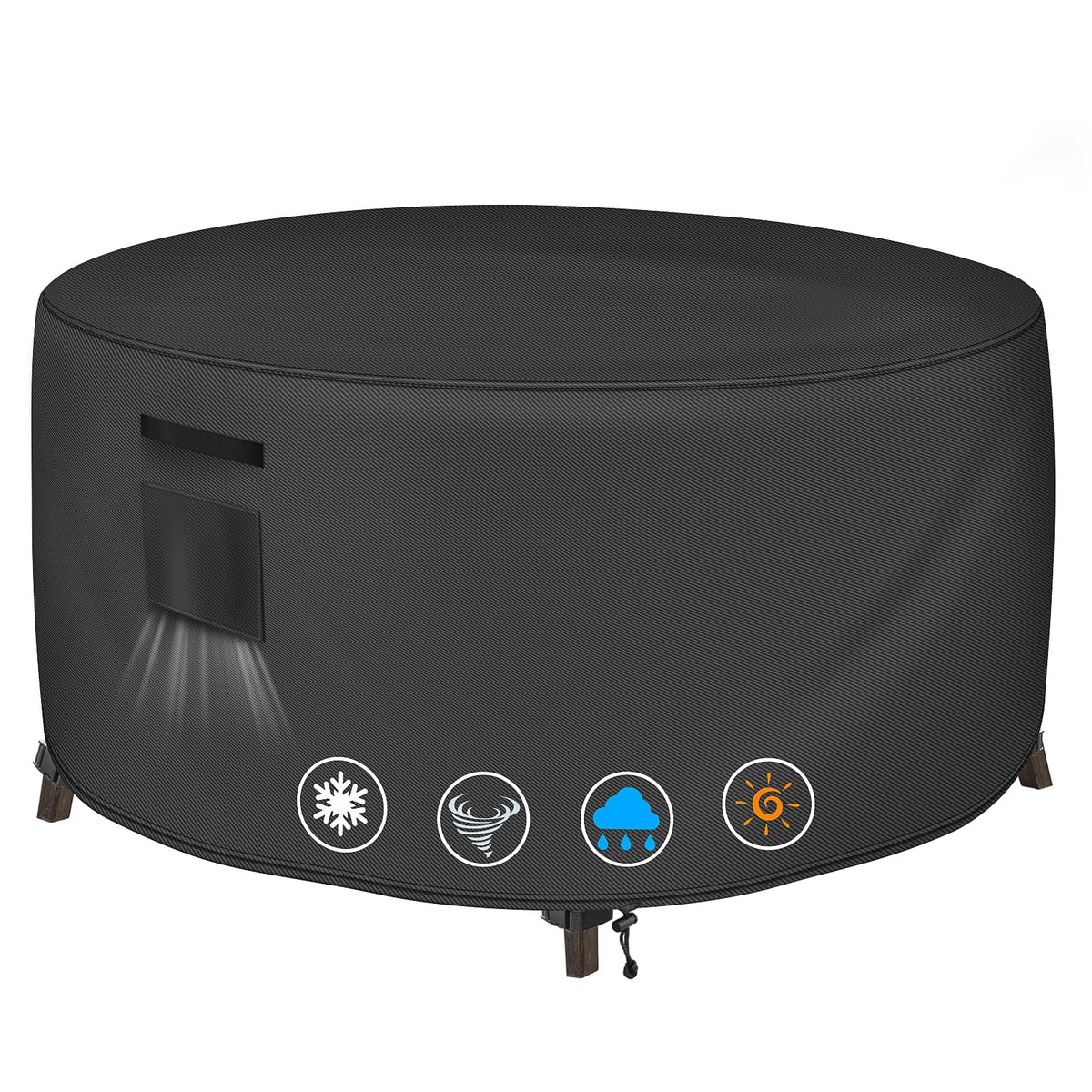 TOHONFOO round table cover protects a 36-inch table from rain and sun.