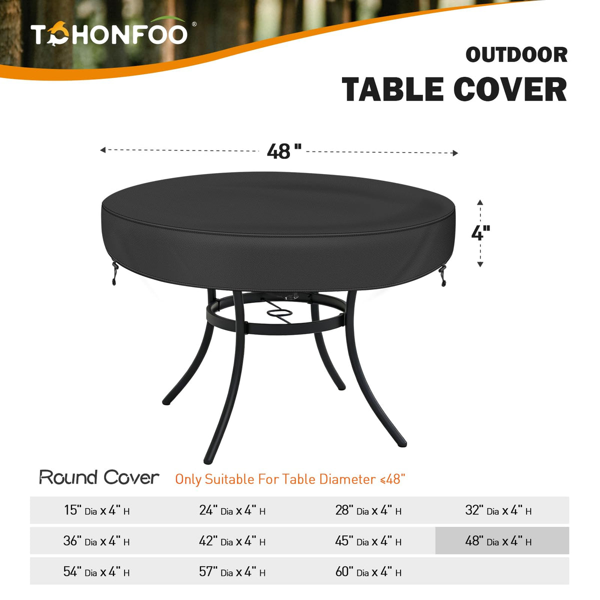 TOHONFOO waterproof Oxford fabric round table cover shields against moisture and sun