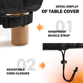 TOHONFOO UV-resistant round table cover preserves finish against sun exposure