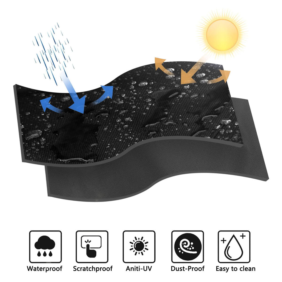 TOHONFOO waterproof 600D Oxford fabric provides durable all‑weather protection.