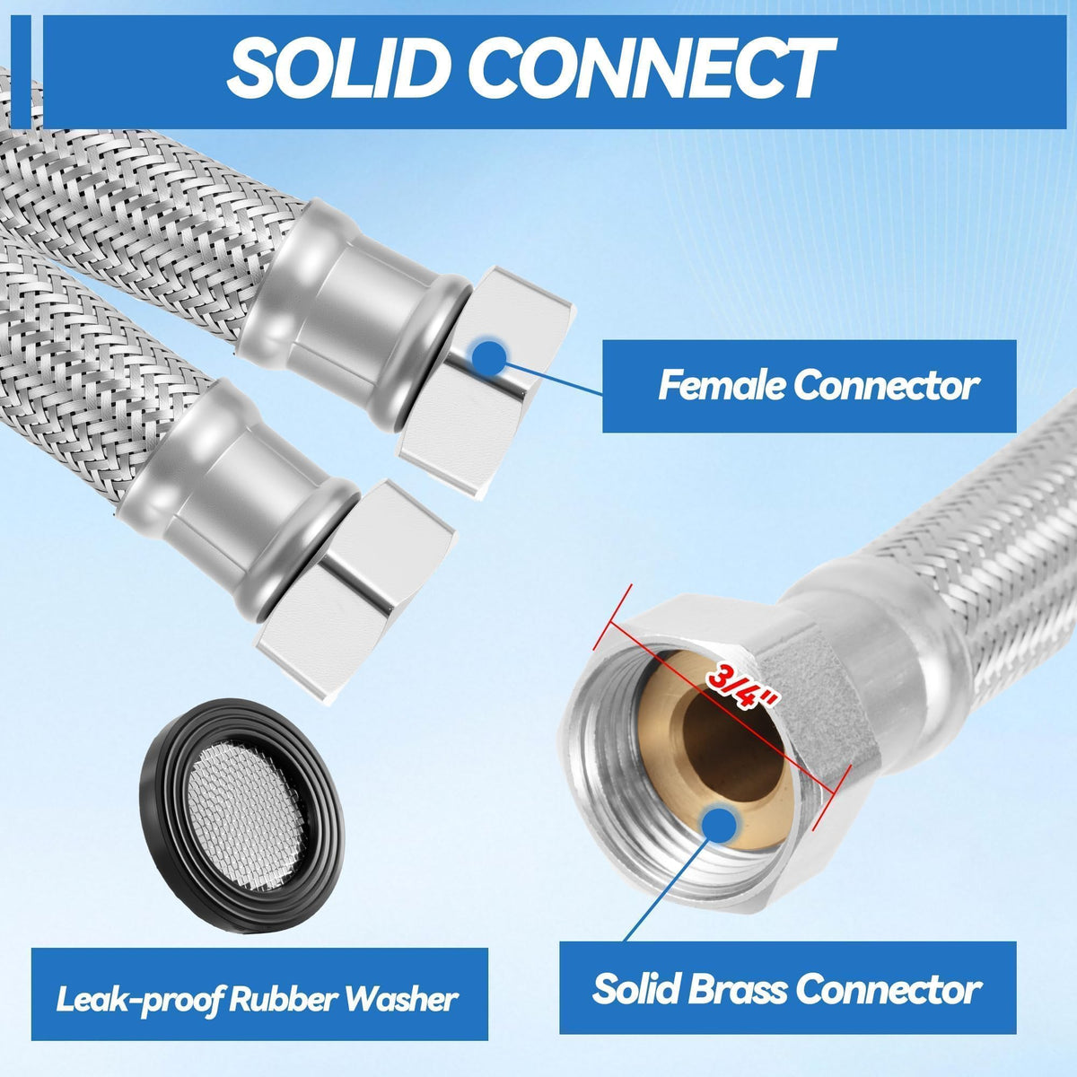 TOHONGADON dual 3/4 GHT fittings enable quick, secure connections to standard hoses.