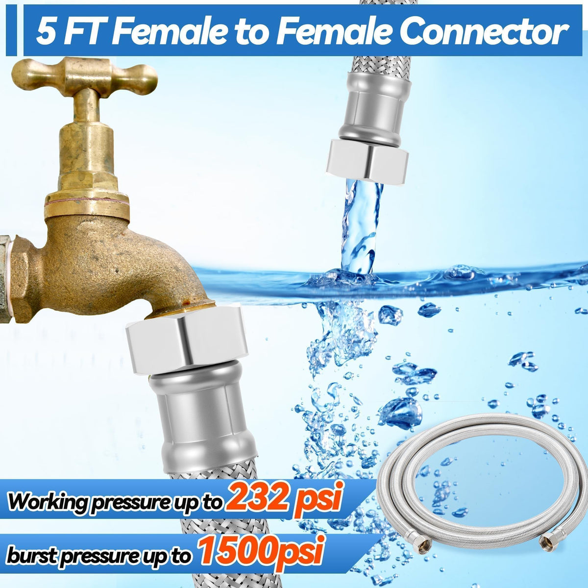 TOHONGADON hose with stainless steel braid provides puncture resistance for yard chores.