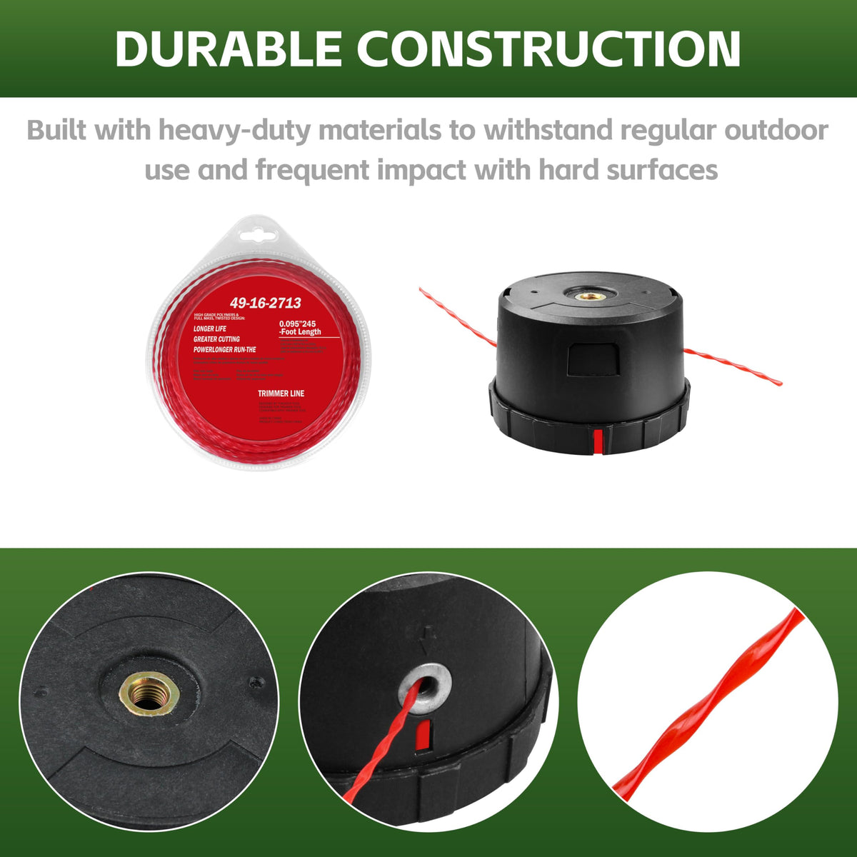 TOKDOOT red 0.095 inch trimmer line 250 ft for Milwaukee 49-16-2713