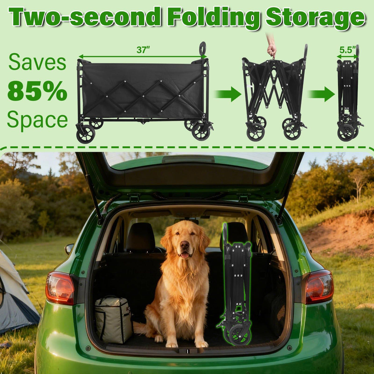 TOKXTIK wagon cart 600D fabric resists wear during outdoor trips