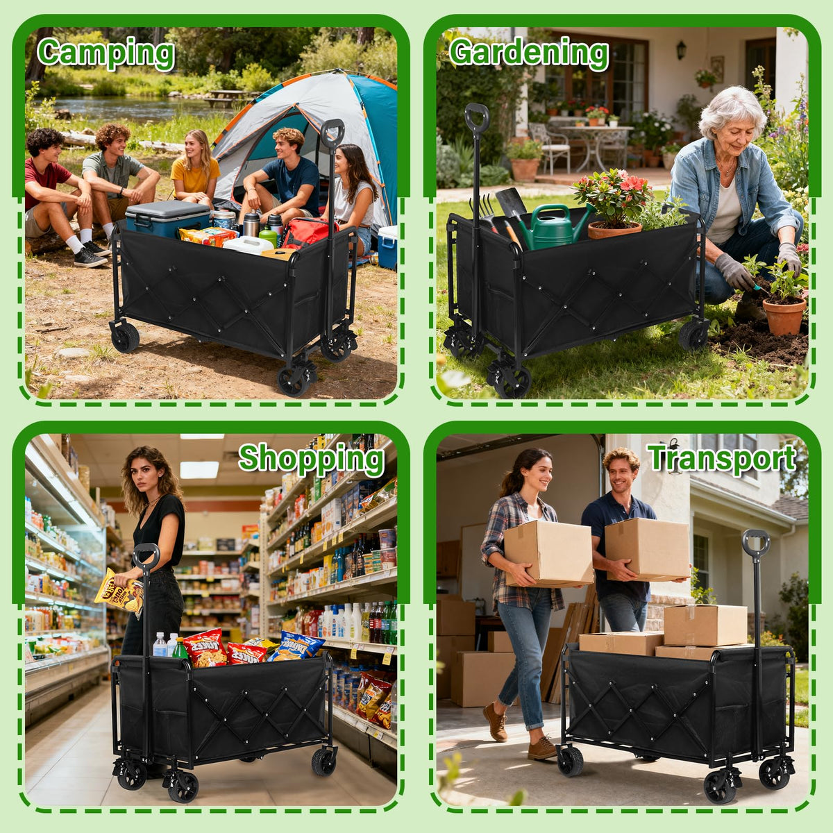 TOKXTIK wagon cart 500lb capacity ideal for groceries and gear