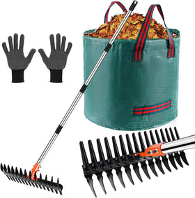 Tolia 2-in-1 thatch rake with dual tines for efficient dethatching.