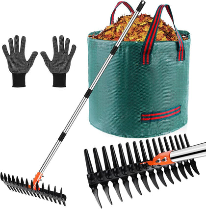 Tolia 2-in-1 thatch rake with dual tines for efficient dethatching.