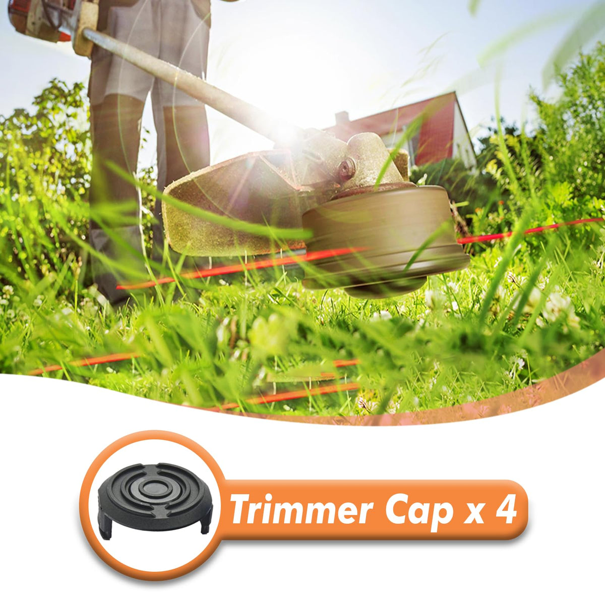 Four-pack replacement trimmer caps provide convenient spares