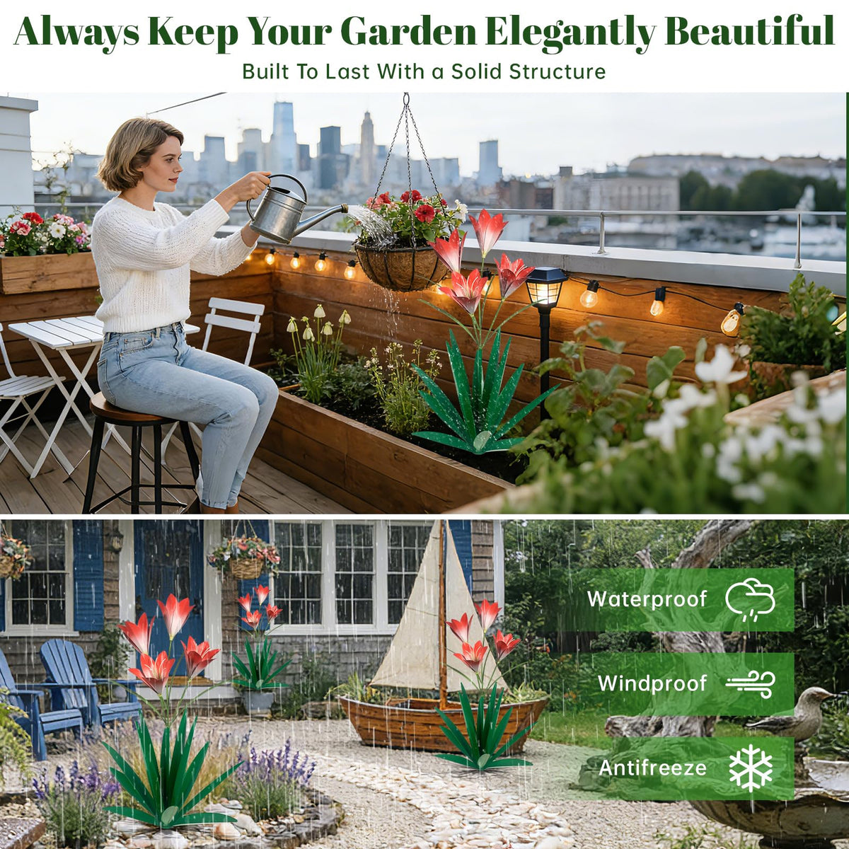 TOMBABY hand-painted agave-lily decoration provides elegant curb appeal