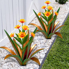 TOMBABY metal agave plant with flowers adds color to your garden