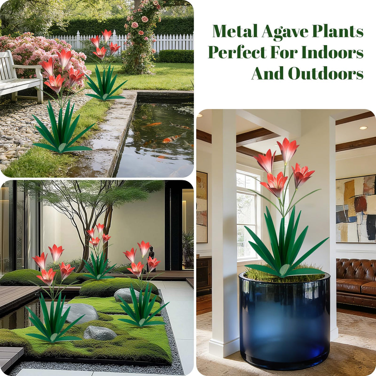 TOMBABY teal-green agave garden sculpture, adds lasting charm to balconies and yards.