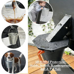 Tombili grease bucket weather-resistant design keeps grill area clean
