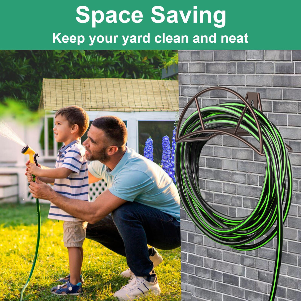 TomCare durable garage wall mount offers organized hose storage.