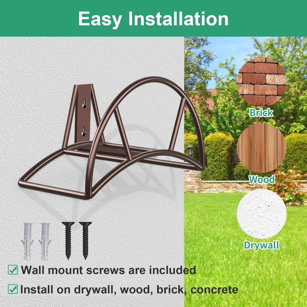 TomCare easy-install hose holder with screws for quick setup.
