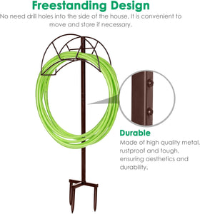 TomCare Garden Hose Holder features an elegant brown finish that stays stylish outside.