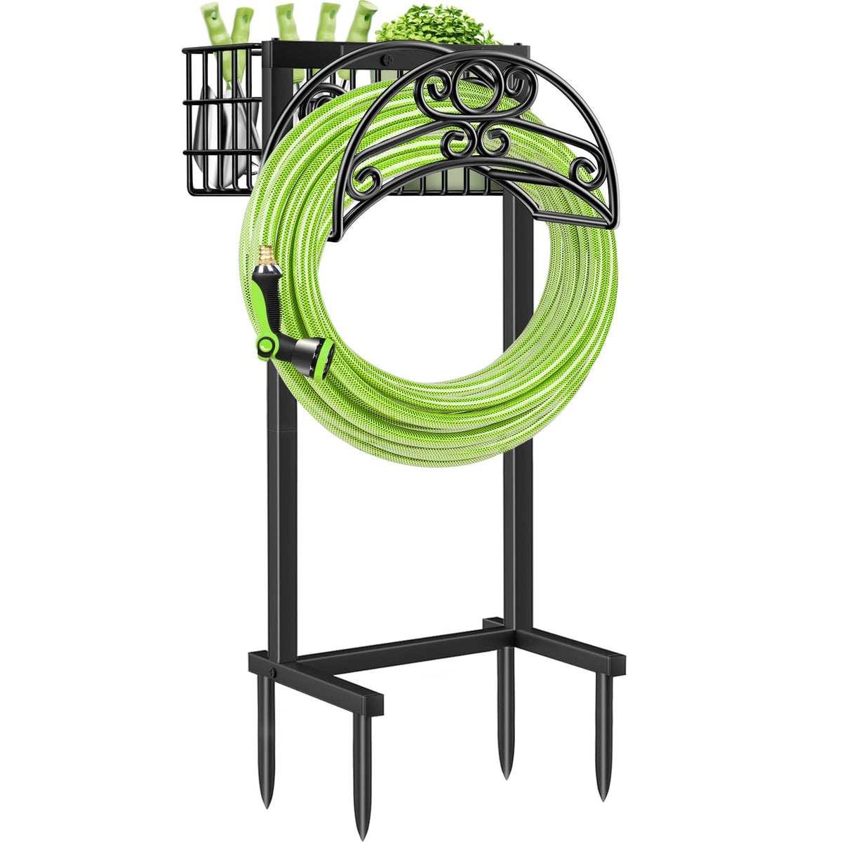 TomCare garden hose holder with ultra-strong frame keeps hoses secure outdoors