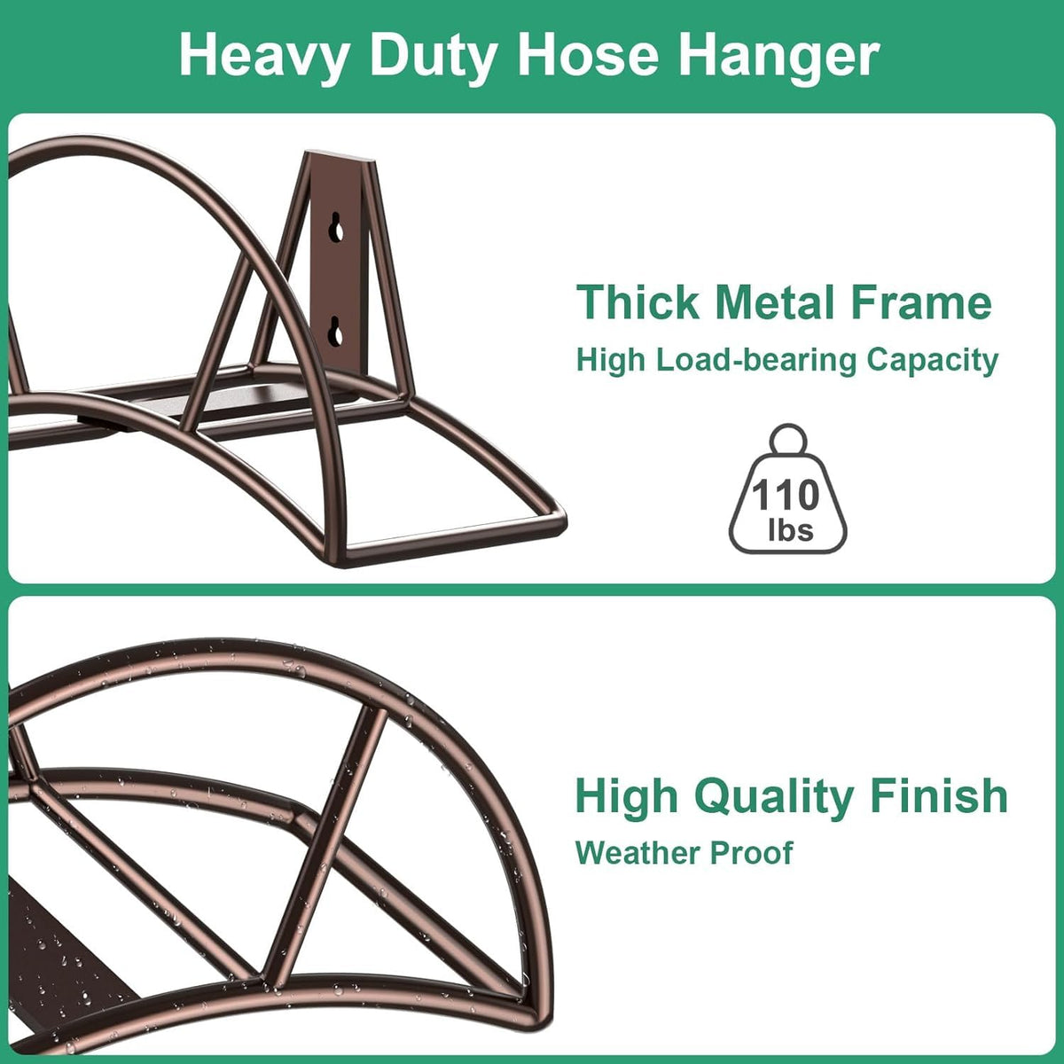 TomCare heavy-duty hose storage holds up to 150ft for yard organization.