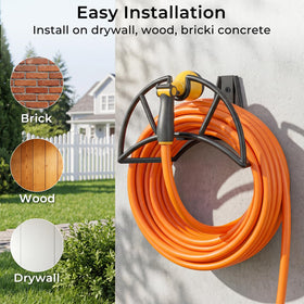 TomCare heavy-duty metal hose hanger withstands outdoor use and weather.