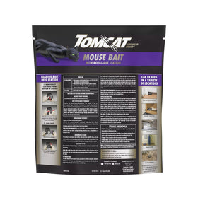 Tomcat Advanced Brand bait block refills shown with resealable station for extended use.