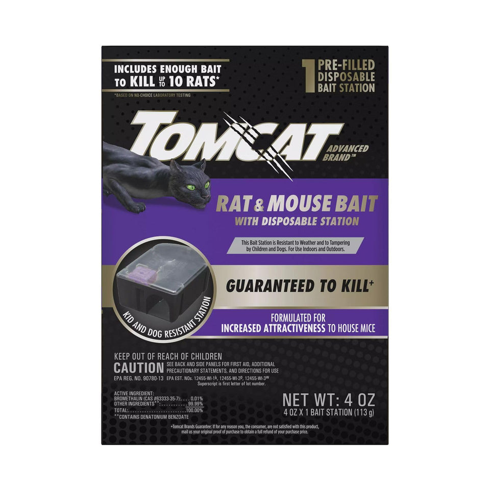 Tomcat Advanced Brand bait station with a closed lid for tamper resistance and easy monitoring.