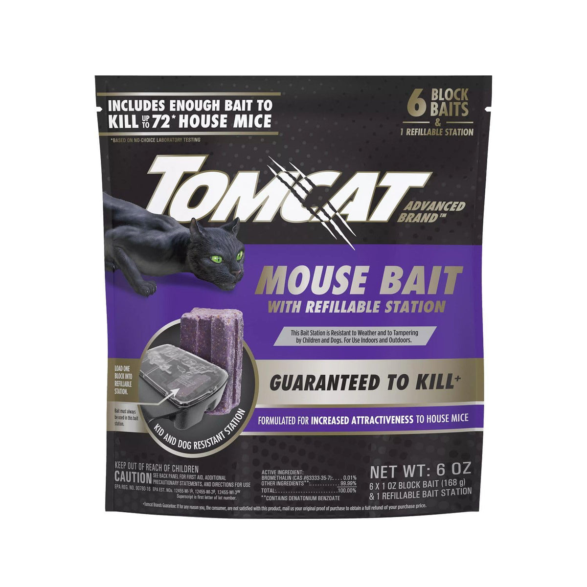 Tomcat Advanced Brand Mouse Bait Station with refillable design for flexible indoor and outdoor pest control.