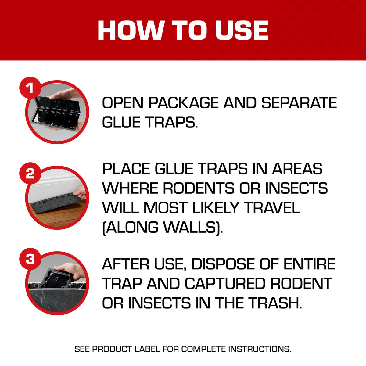 Tomcat Glue Traps capture a range of pests, including snakes and cockroaches