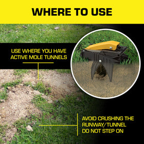 Tomcat Mole Trap trigger below surface ensures quick response once set.