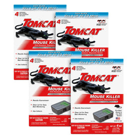 Tomcat Mouse Killer child-resistant station with clear lid for easy bait monitoring.