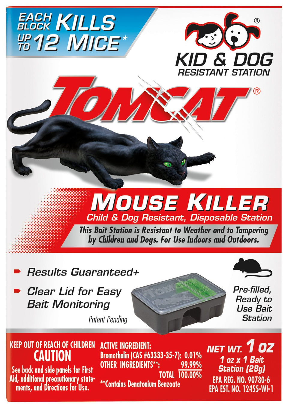 Tomcat Mouse Killer station with lid closed shows tamper-resistant security for homes.