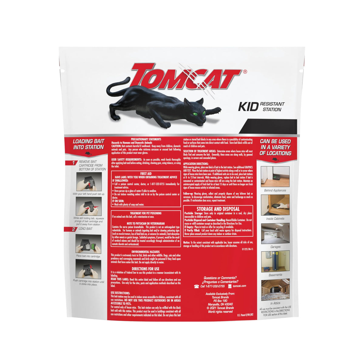 Tomcat Mouse Killer station with clear lid for easy bait monitoring.