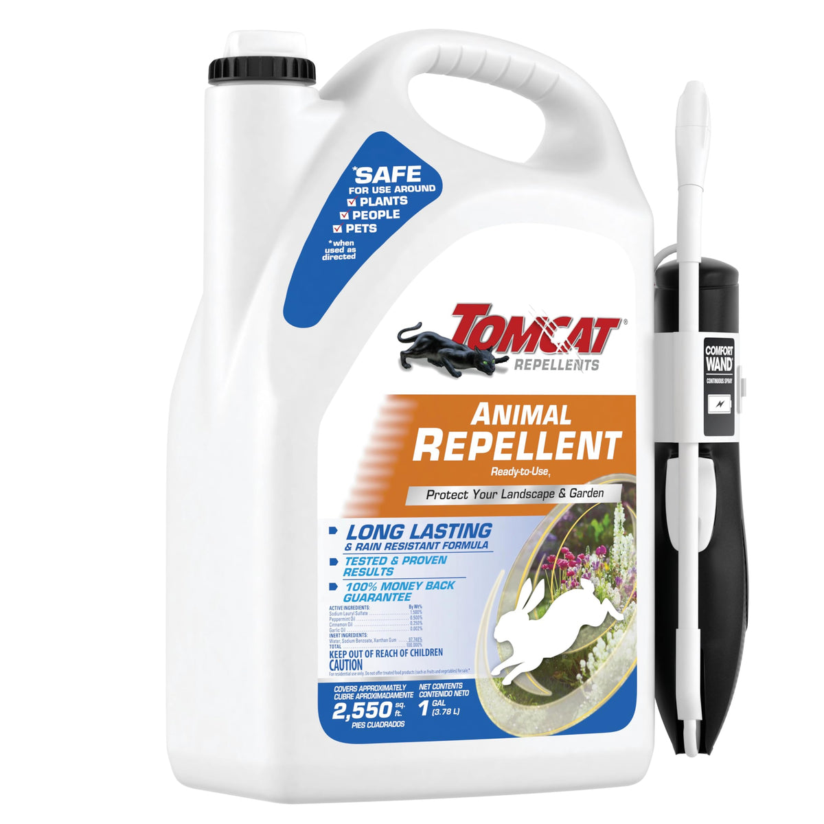Tomcat Repellents protects garden plants from rabbits and small animals.