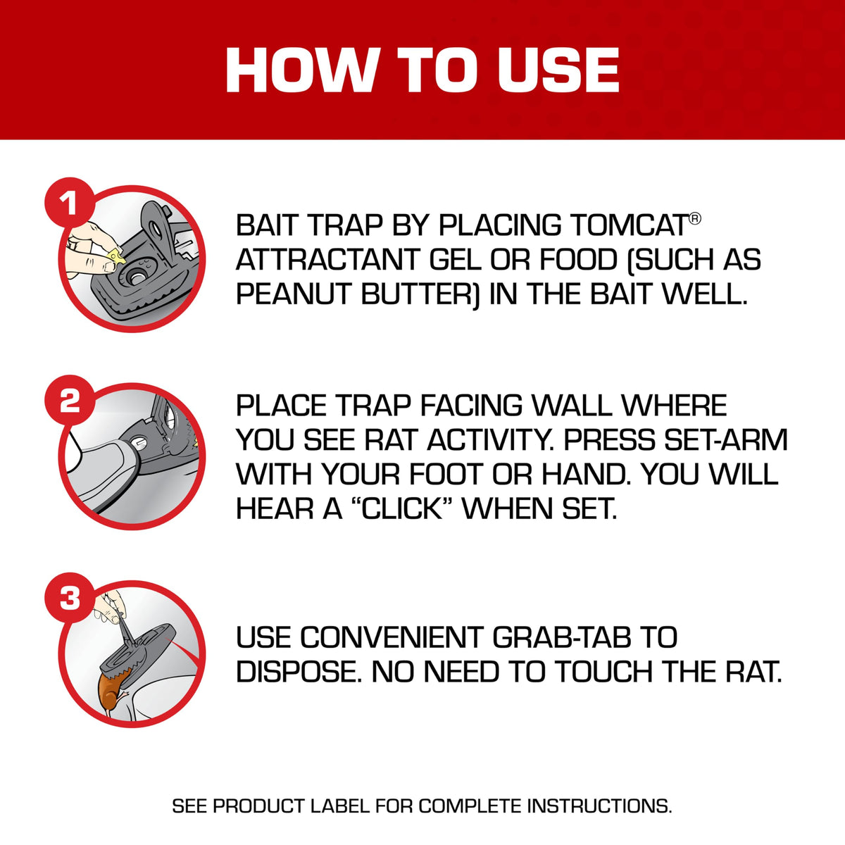 Tomcat Secure-Kill Rat Trap in-use image emphasizes safe handling