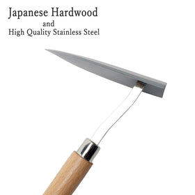 Tomerry triangle hoe ergonomic grip in hand for comfortable weeding sessions.