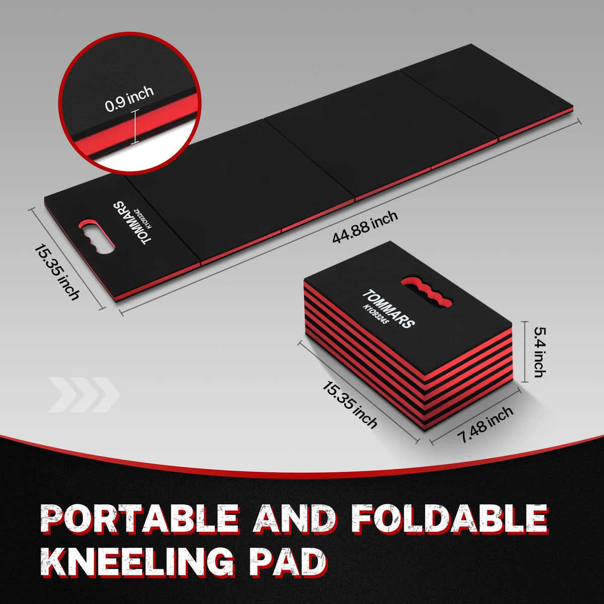 TOMMARS kneeling pad expanded to 44.88 inches for full-length under-vehicle work