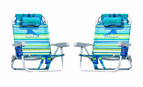 Tommy Bahama 5-position beach chair backrest with lay-flat option.