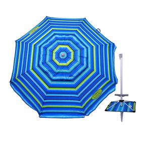 Tommy Bahama 7ft beach umbrella with sand anchor stabilizes on windy beaches