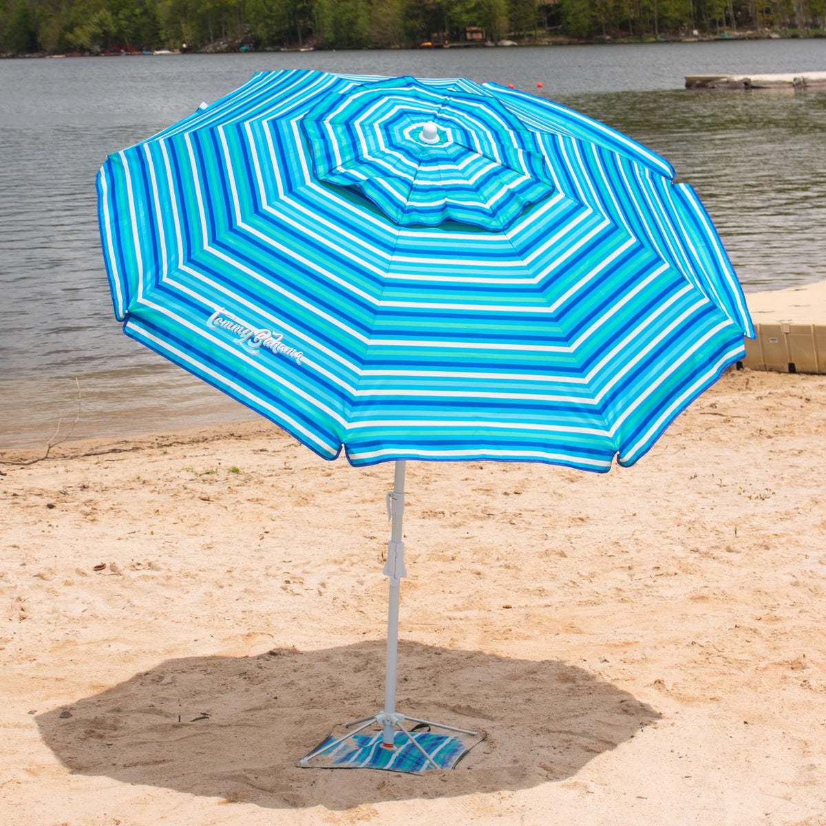 Tommy Bahama sand-anchor-umbrella-base provides reliable shelter at the shore